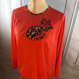 Vintage 60s Leopard Cheetah Kitty Pajama Top Nylon